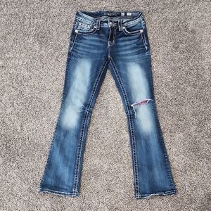 Miss Me Blue Distressed Flare Jeans